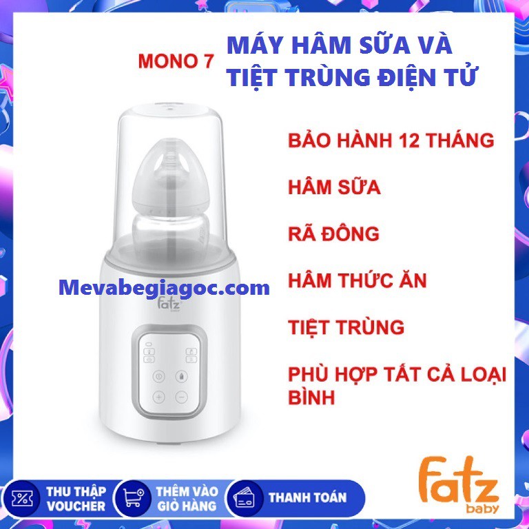 Máy hâm sữa &amp; tiệt trùng Fatz Fatzbaby (Mono 1, 2, 3, 6, 7 - FB3003SL, FB3002SL, FB3027SL, FB3001TN, FB3010TN, FB3100MX)