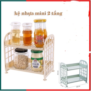 Giá để đồ 2 tầng mini lắp ghép - Kệ nhựa mini 2 tầng