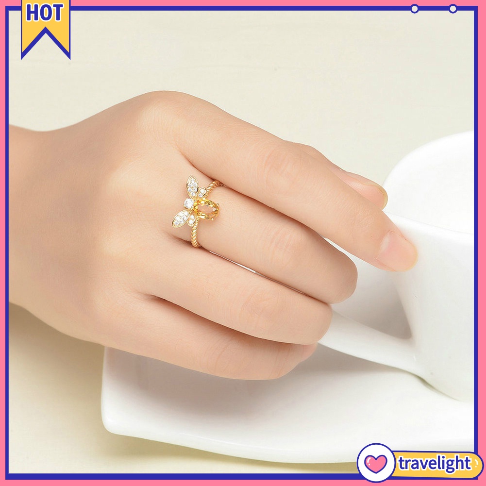 Nhẫn Hở Hình Con Ong K1 Đính Đá Thanh Lịch
