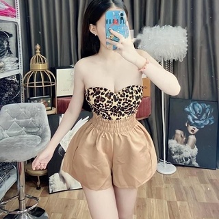 Quần Short Phồng Lưng Thun, Cạp Cao Có Túi Cao Cấp