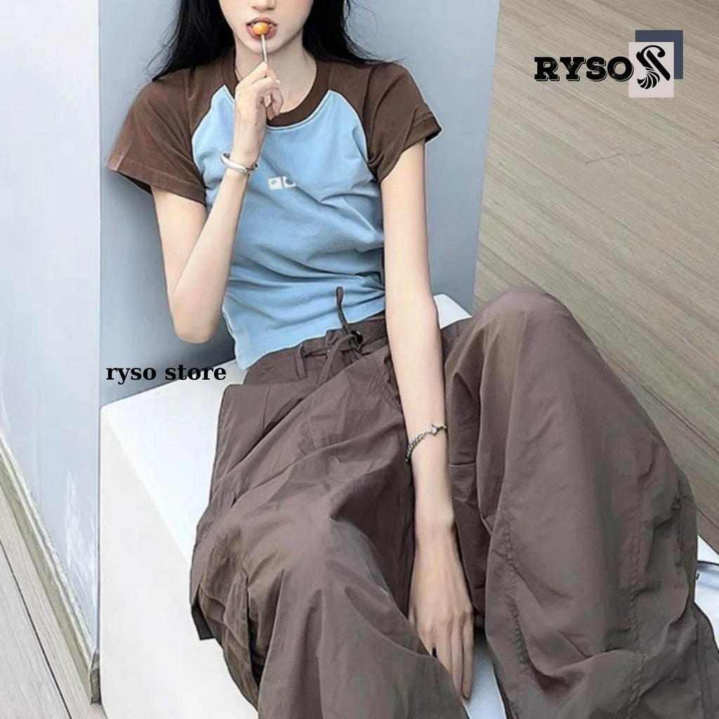 Áo Baby Tee Chất Cotton Co Giãn ,Áo Thun Form Fit Phối Tay Ryso