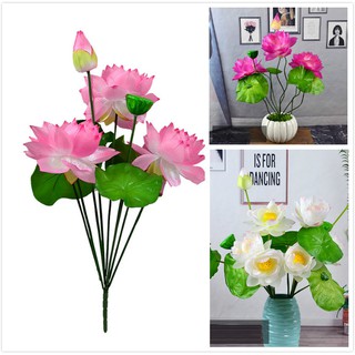 8 Đầu 9 Đầu Hoa Sen Nhân Tạo Thân Cảm Ứng Thật Nước Lily Nhà Tiệc Cưới Trang Trí Vải Hoa