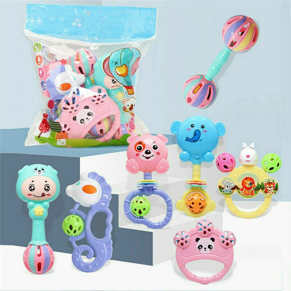 DAPHNE Gift Baby Kids Hand Bell Music Sensory Rattle Toys Set Rattle Cute Musical Education Shake Teether