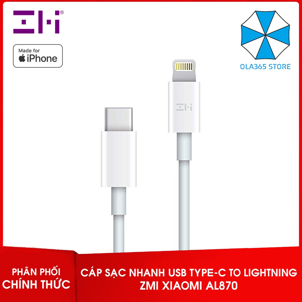 Cáp sạc nhanh USB Type-C to Lightning ZMI Xiaomi cho iPhone, iPad