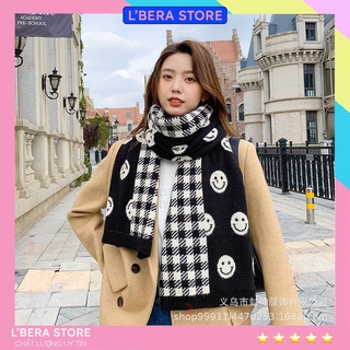 Khăn choàng quàng cổ nữ mùa đông kẻ caro chất len dạ đẹp phong cách vintage Hàn Quốc KL11x