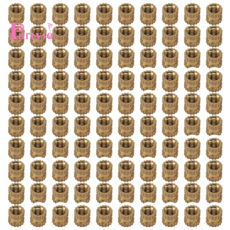 Bộ 100 đai ốc hình trụ M2 X 3mm bằng đồng thau