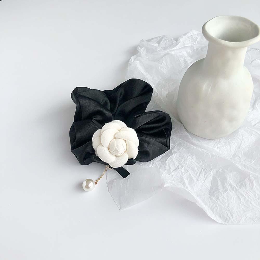 Dây Cột Tóc Scrunchies Bằng Vải In Hoa Trà Phong Cách Hàn Quốc Thời Trang Cho Nữ