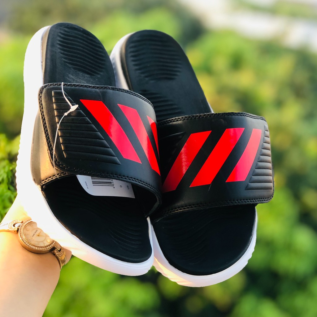 Dép Alphabounce adidas ♥️FREESHIP +hộp♥️ quai ngang nam màu đen 3 sọc đỏ chất xịn 1-1