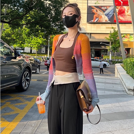 Áo Khoác cardigan Dệt Kim Mỏng Tay Dài Dáng Ngắn Chống Nắng Phong Cách Hàn Quốc Thời Trang Cho Nữ