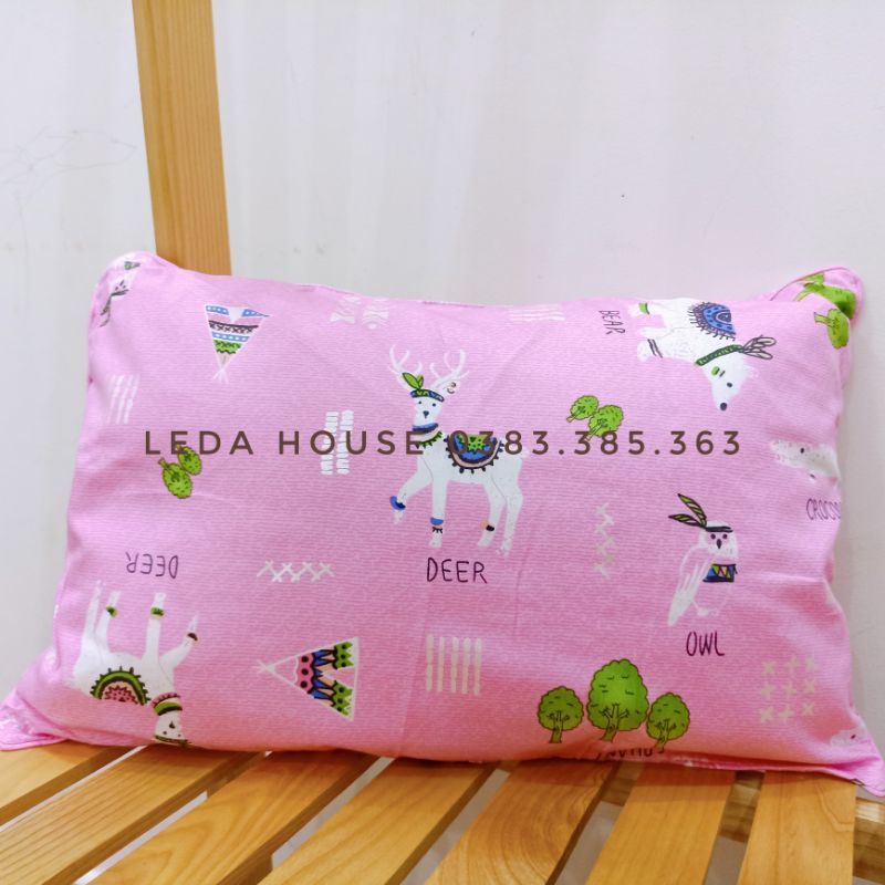 Gối cho bé vỏ gối cotton satin Hàn Quốc, ruột gối gòn lông vũ siêu êm ái 30*45