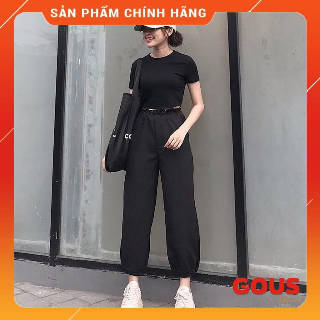 Quần Jogger Vải Nữ Ống Rộng Dây Rút Eo Co Giãn Thỏa Mái Năng Động - 2199 (Gous Official)