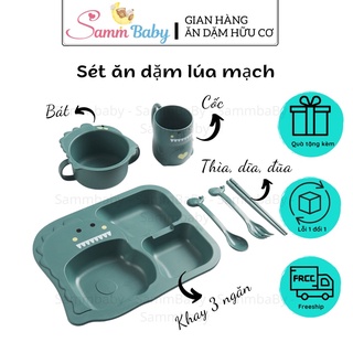 Khay ăn dặm lúa mạch hình khủng long cho bé ăn dặm Sammbaby