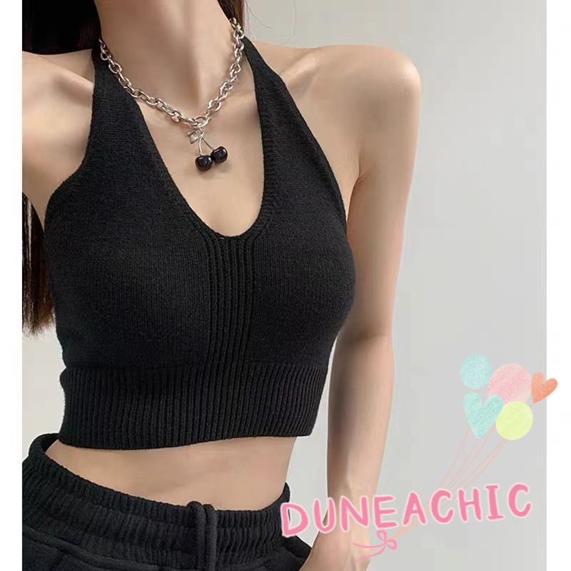Áo Croptop Dệt Kim Hai Dây Gợi Cảm Dành Cho Nữ