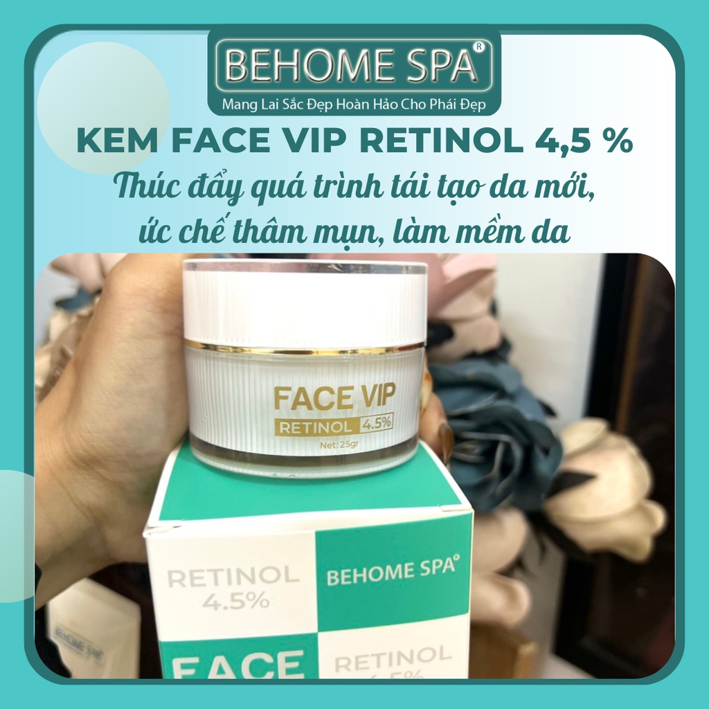 KEM FACE VIP RETINOL BEHOME SPA DƯỠNG TRẮNG DA BAN ĐÊM - mờ thâm sạm nám tàn nhang, dưỡng ẩm trắng sáng mịn màng.