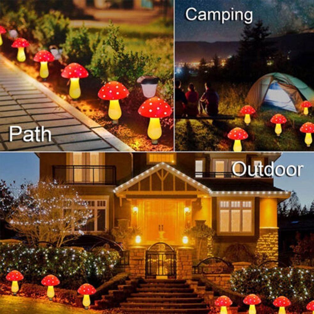 LEISURE Bộ 6 / 8 Đèn LED 5 Màu Hình Nấm Trang Trí Sân Vườn