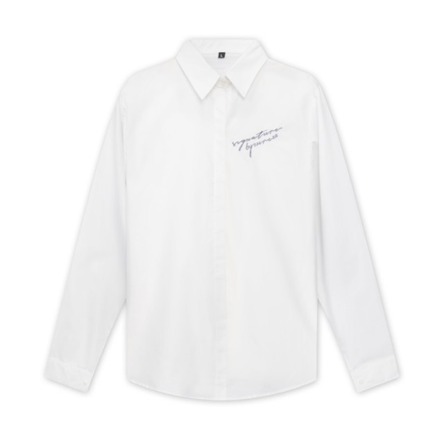 [Mã WABRHI5 giảm 15% đơn 599K] By ZUNE Signature Shirt - White (Áo sơ mi chữ thêu trước ngực)