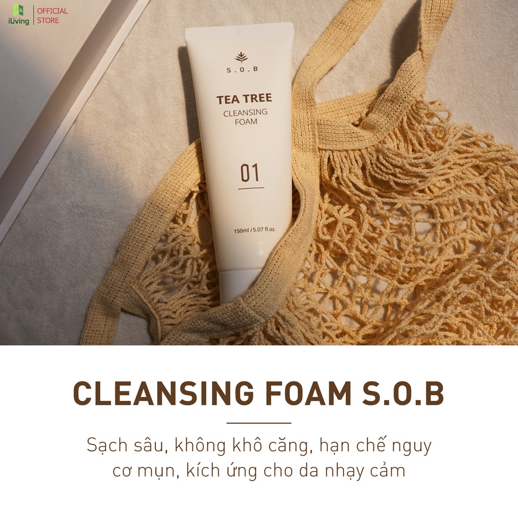 Bộ sản phẩm dưỡng chất giảm mụn ngừa thâm S.O.B Tea Tree ILIVING-SOBCBSRMTNSRKD