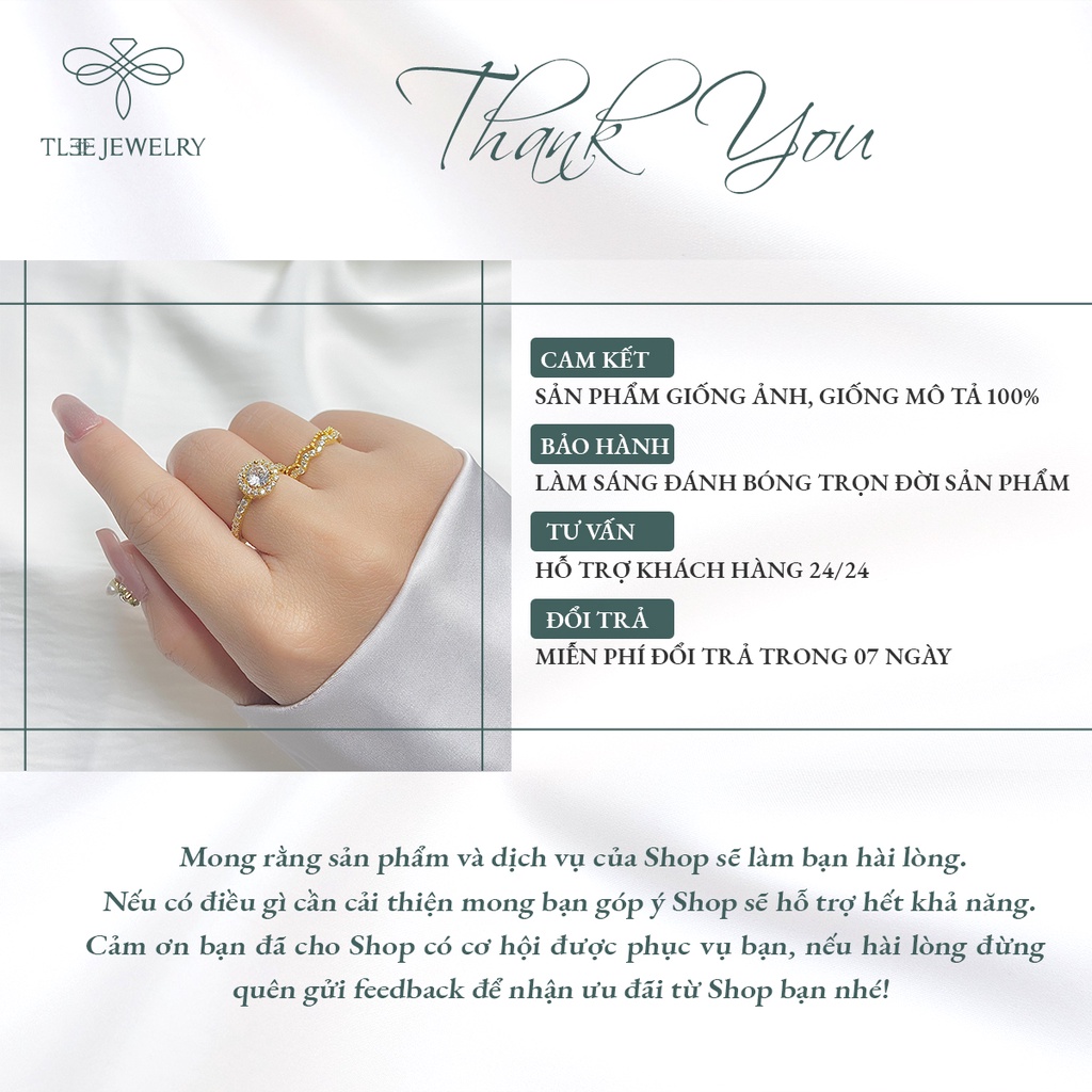 Nhẫn bạc nữ TLEE ziczac hai hàng mạ vàng 14k nạm đá sang trọng NCJ A0146