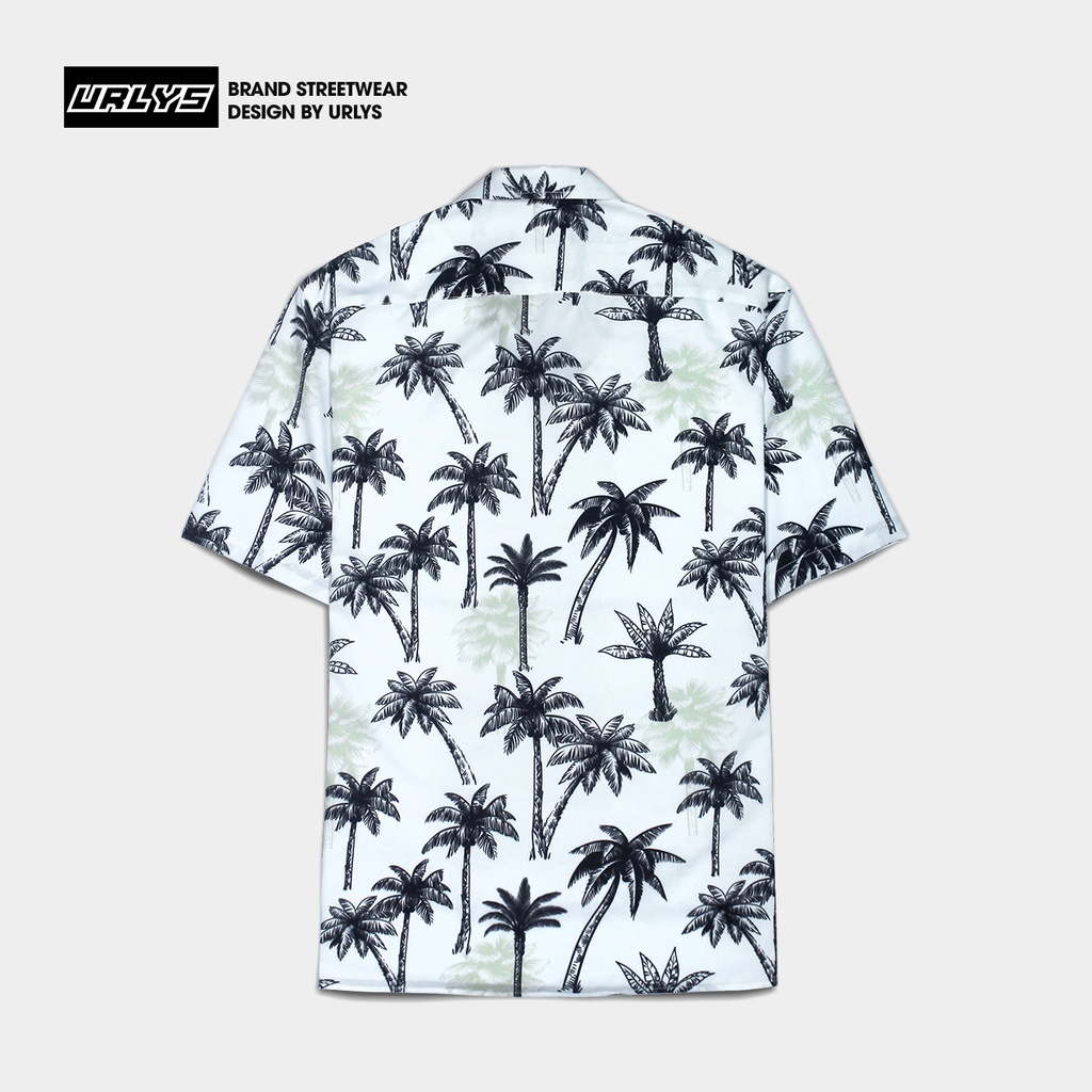 Áo sơ mi tay ngắn nam nữ URLYS form rộng sơ mi họa tiết tay lỡ cổ vest unisex ulzzang WHITE COCONUT