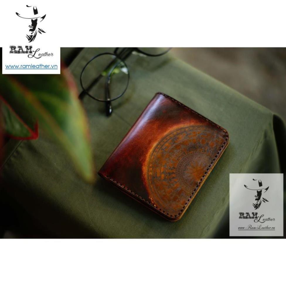 VÍ RAM TRỐNG ĐỒNG ĐỎ MAHOGANY DÁNG ĐỨNG (DA BÒ THUỘC THẢO MỘC) - MỆNH HỎA VÀ MỆNH THỔ . +