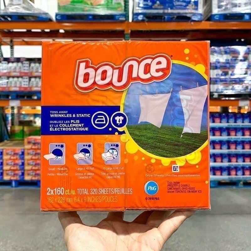 Giấy thơm Bounce xuất xứ Mỹ 160 tờ dùng cho máy sấy, ướp quần áo