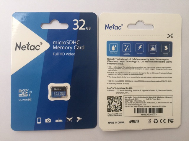 Thẻ nhớ Netac 32gb chính hãng - Mua 10 tặng 1