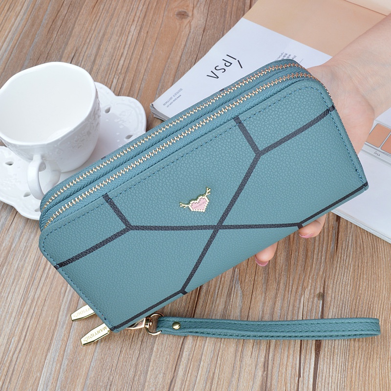 Ví Dài Mềm Mại Hai Lớp Có Khóa Kéo Thời Trang Phong Cách Mới Cho Nữ