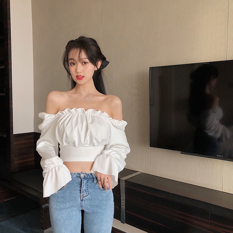 IELGY Áo Sơ Mi chiffon Tay Dài Phồng Cổ Vuông Phong Cách Hàn Quốc Dành Cho Nữ