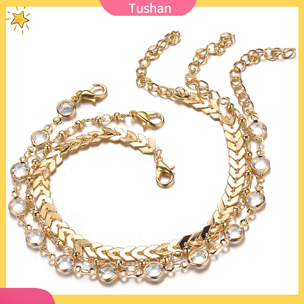 Bộ 3 vòng kim loại đeo cổ chân thiết kế độc đáo