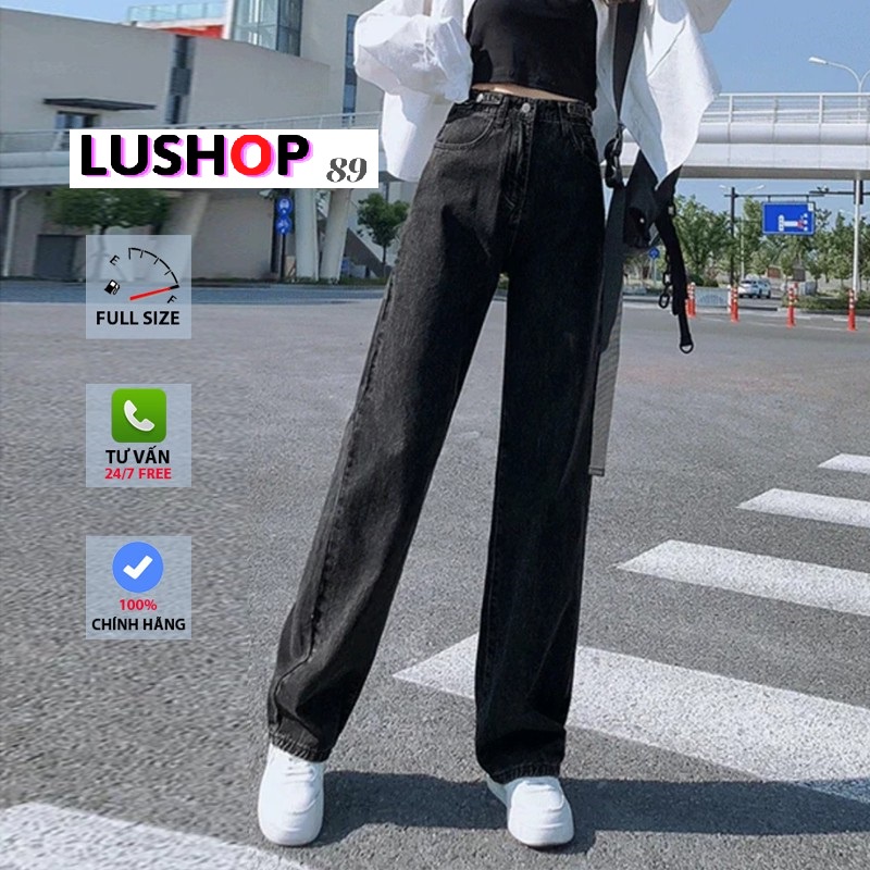 Quần jean bò ống rộng quần jean bò ống suông jeans nữ lưng cao cạp cao quần nữ đẹp hot QT27 lushop89 | BigBuy360 - bigbuy360.vn