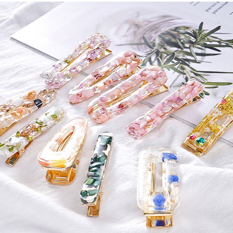 [Hàng mới về] Khuôn silicone đổ resin epoxy tạo hình làm kẹp tóc trang sức pha lê DIY