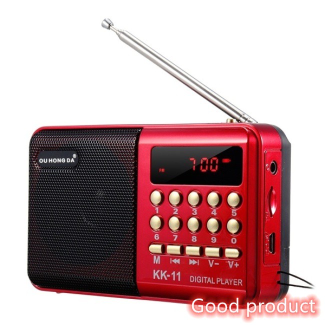 【In stock】 K11 FM Rechargeable Mini Portable Radio Handheld Digital FM USB TF MP3 Player Speaker