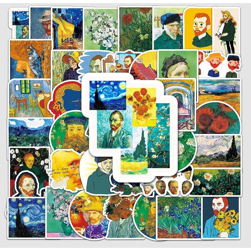 Sticker Van Gogh sơn dầu nhiều họa tiết chống nước, dán trang trí laptop, mũ bảo hiểm, vali, xe ga - DB.099