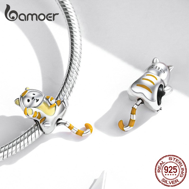 Hạt Bamoer Scc2008 làm từ bạc 925 hình động vật dễ thương phù hợp làm vòng tay DIY