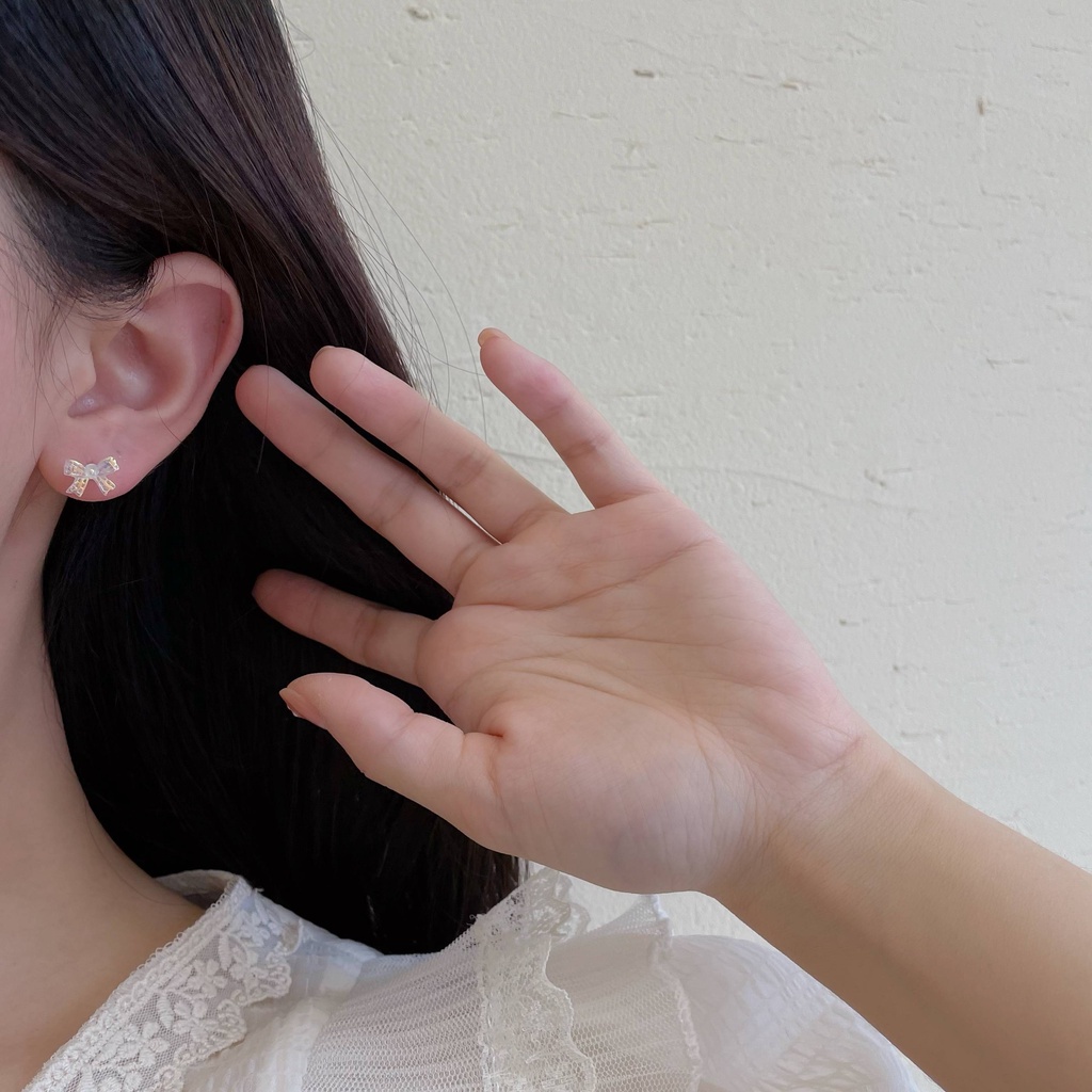 Set 6 đôi bông tai bạc S925 đính ngọc trai phong cách retro Hàn Quốc cho nữ