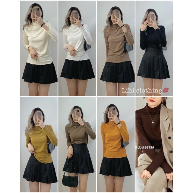 ÁO THUN HÀN CHẤT SIÊU CO GIÃN 4 CHIỀU CỔ LƯỢN SÓNG MS16671