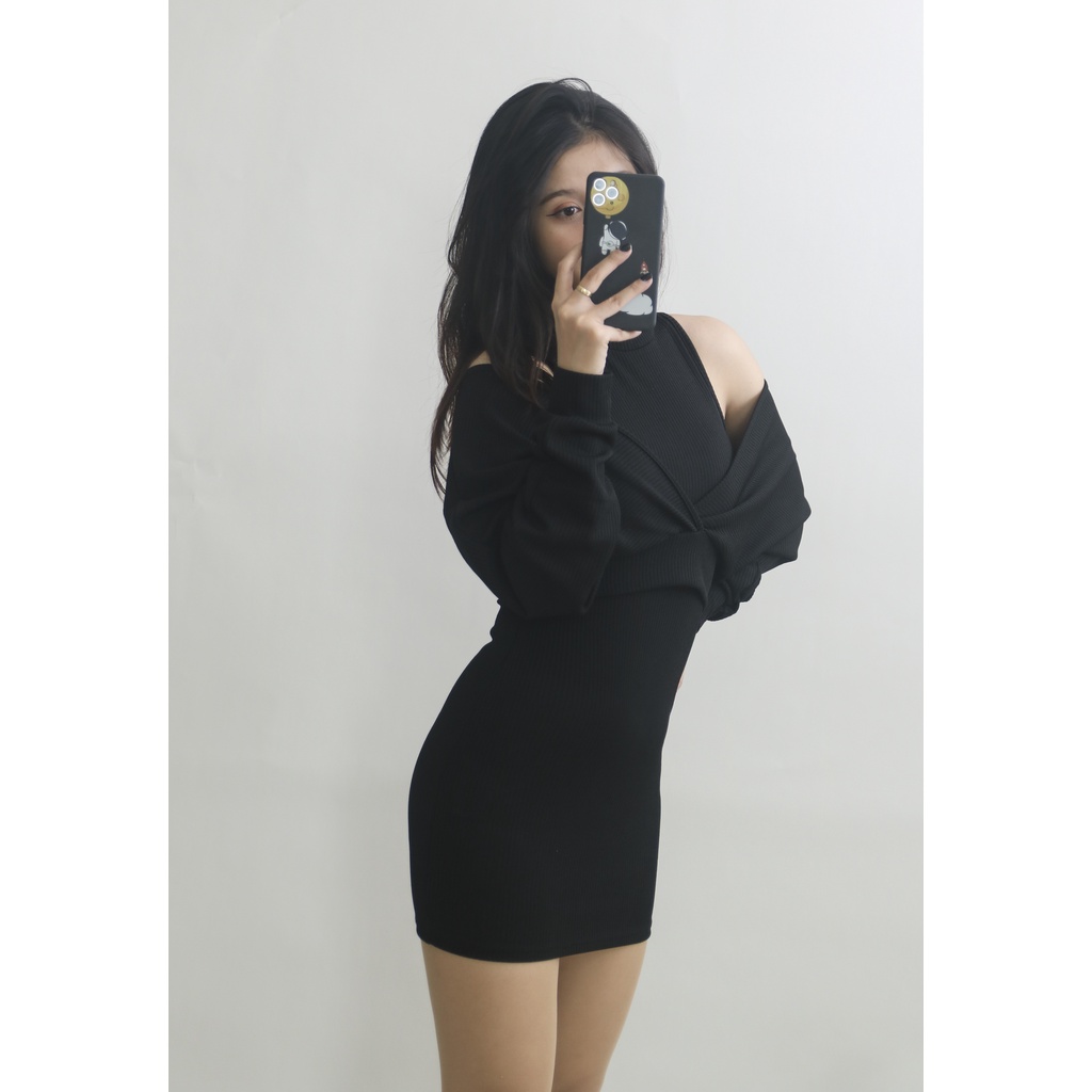 Set váy nữ Cateline len tăm body kèm khoác trễ vai chữ V quyến rũ - SCL001 | BigBuy360 - bigbuy360.vn