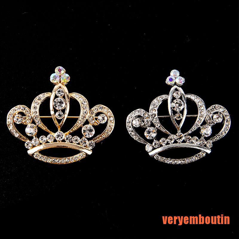 Ghim Cài Áo Hình Vương Miện Đính Đá Thời Trang
