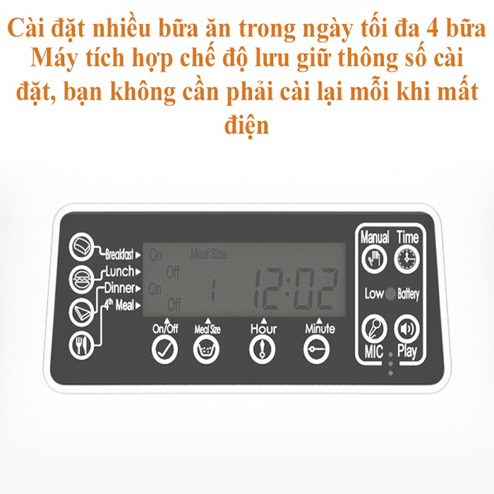 Máy cho chó mèo ăn tự động dung tích 11L phù hợp cho cả cún và mèo,Máy ăn tự động chó mèo chăm sóc pet yêu