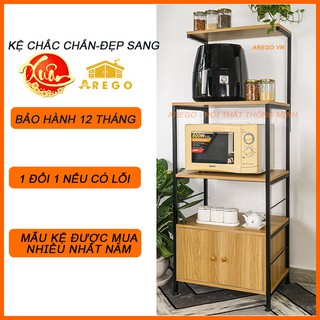 Kệ lò vi sóng, kệ nhà bếp 5 tầng AREGO khung sắt sơn tĩnh điện, mdf chất lượng, gia công tỉ mỉ