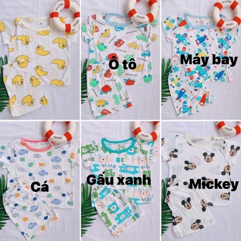 [Chọn mẫu] Bộ cotton giấy cộc tay cho bé trai bé gái