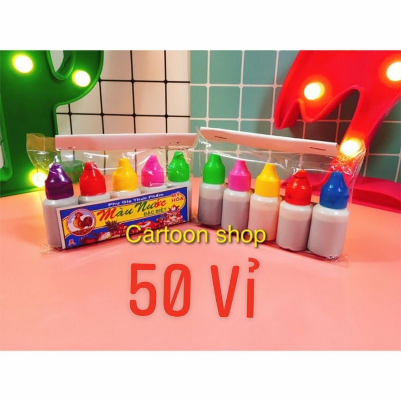 Combo 50 vỉ màu thực phẩm 350k nguyên liệu làm slime