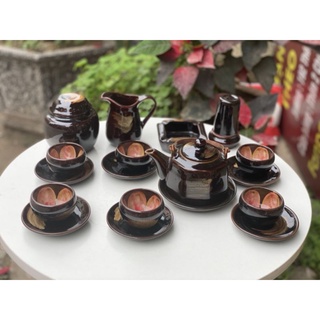 Bộ ấm chén men hỏa biến mới ( Bát Tràng)