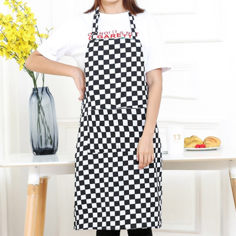 TOP  Stripe Kitchen Restaurant Chef Adjustable Bib Apron Dress With 2 Pockets