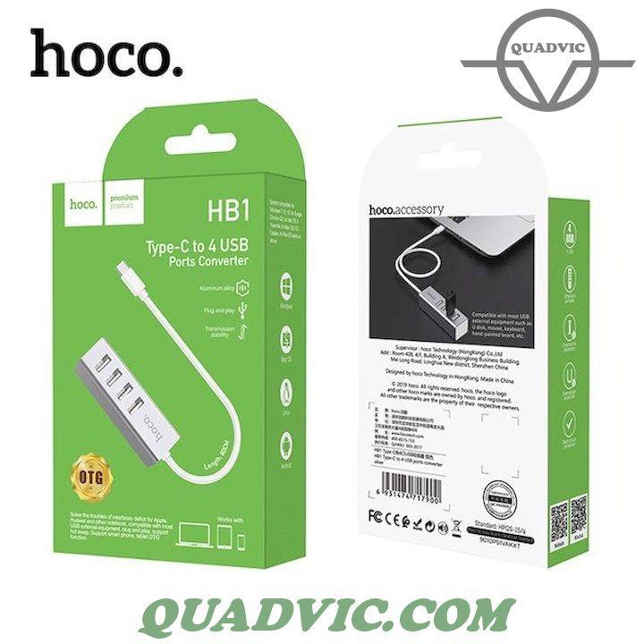 Bộ chia cổng Type C ra Hub 4 cổng USB 2.0 tương thích Windows, Mac OS, Linux, Android QUADVIC.COM