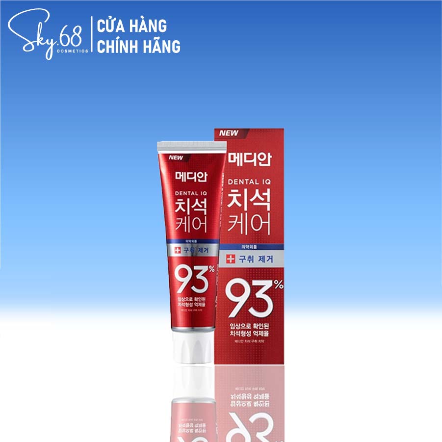 Kem Đánh Răng Giúp Trắng Răng, Loại Bỏ Mùi Hôi Cao Răng Hương Bạc Hà Median Dental IQ 93% Breath Care 120g - Đỏ