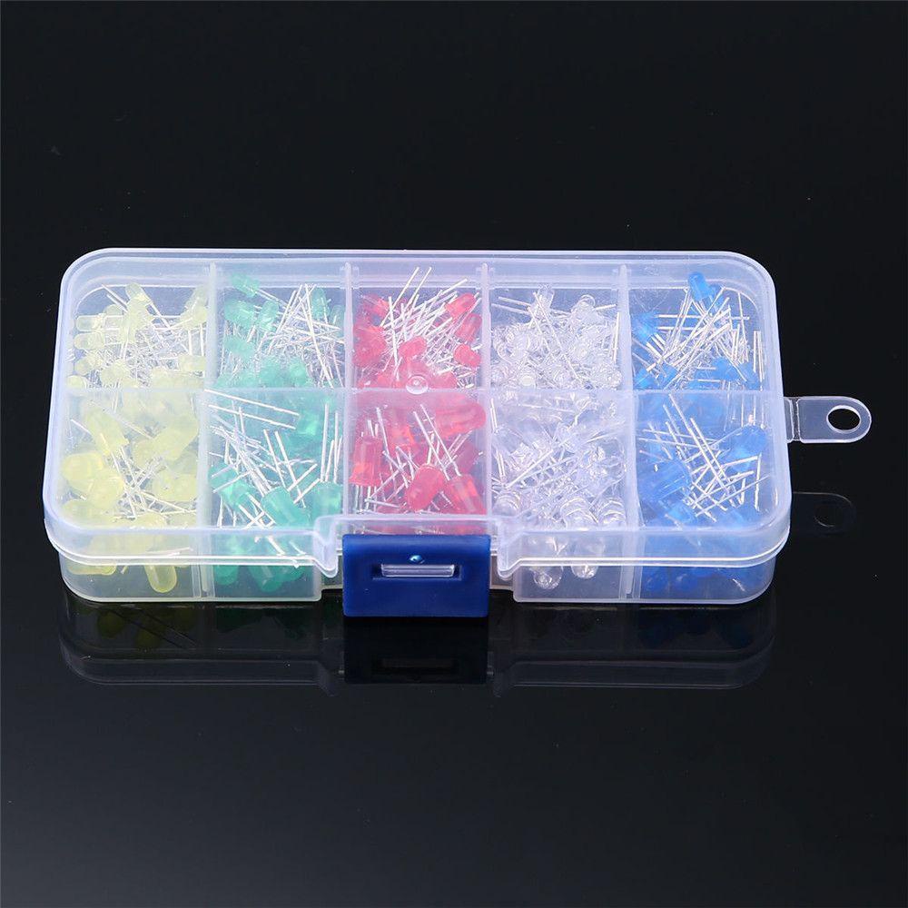 Set 200 Đèn LED Diode 5mm Màu Trắng / Xanh Lá / Vàng DIY