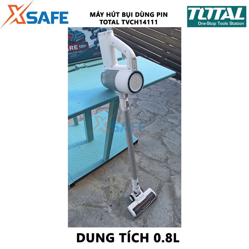 Máy hút bụi dùng pin TOTAL TVCH14111 22.2V, công suất 140W, kèm 1 ống kim loại, sạc và móc nhựa, vòi phun, bàn chải sofa