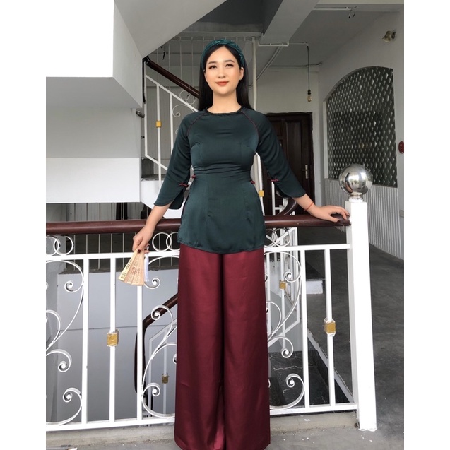 Set Bà ba cúc tàu - Đồ lam đi chùa - Xưởng may Huỳnh Gia-