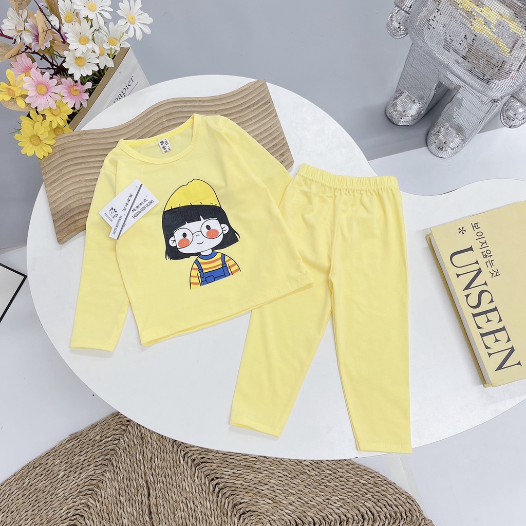 BỘ DÀI TAY MINKY MOM CHẤT COTTON 4C IN HÌNH BÉ GÁI ĐÁNG YÊU MỀM MÁT CHO BÉ 8-18KG.VIDEO THẬT. XƯỞNG MAY BIBO